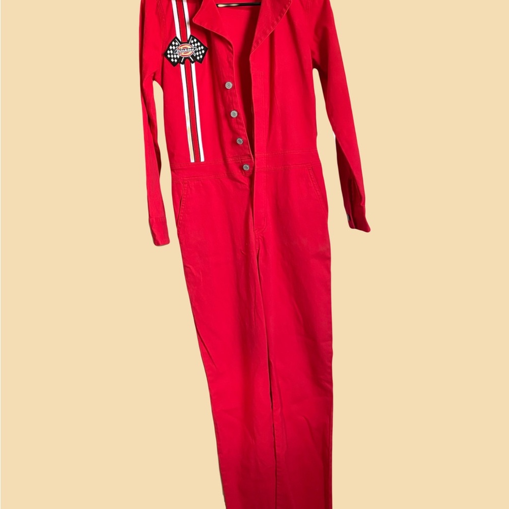 Dickies Red Racing Jumpsuit with Button Front